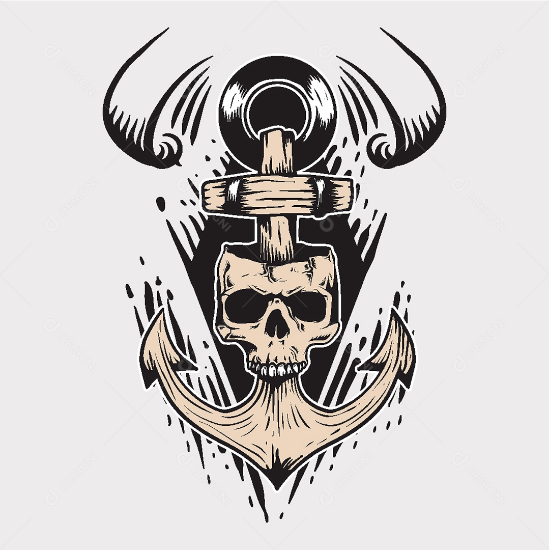 Estampa de Caveira Ilustração Vetor EPS