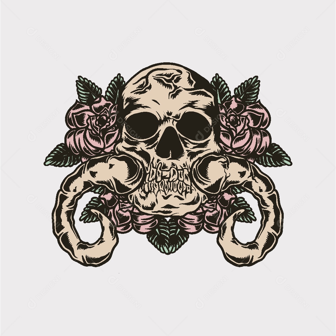 Estampa de Caveira Ilustração Vetor EPS