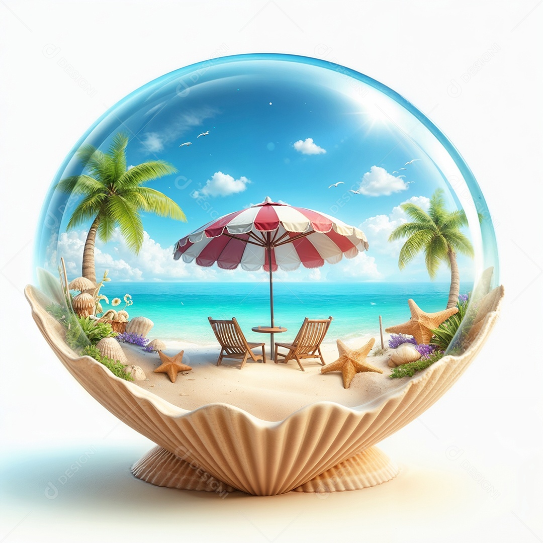 Praia dentro da concha do mar