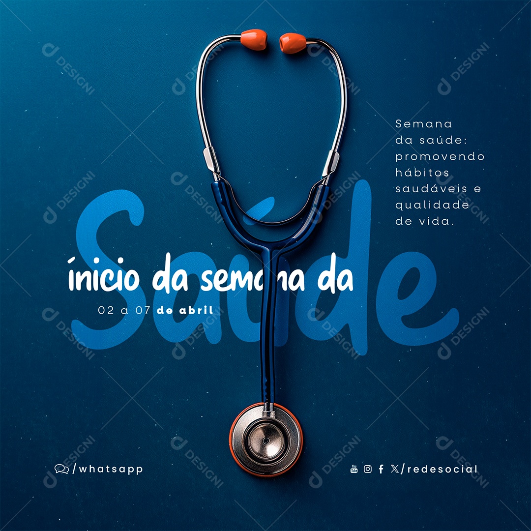 Início da Semana de Saúde Promovendo Hábitos Saudáveis Social Media PSD Editável