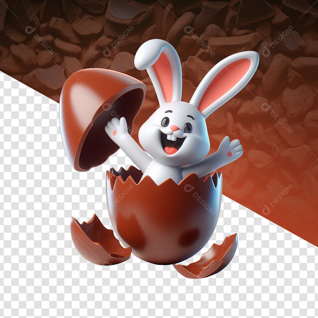 Coelhinho da Páscoa e Ovo Elemento 3D para Composição PSD