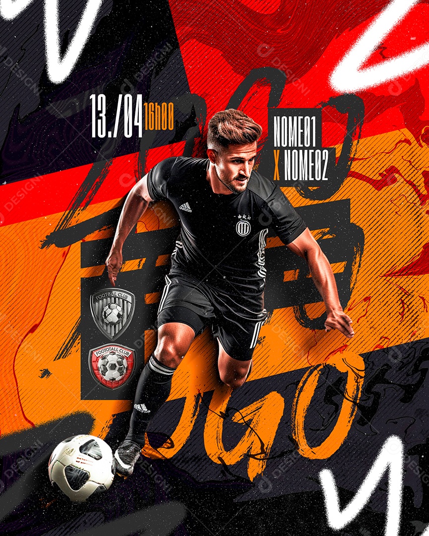 Flyer Jogo Futebol Clube Social Media PSD Editável