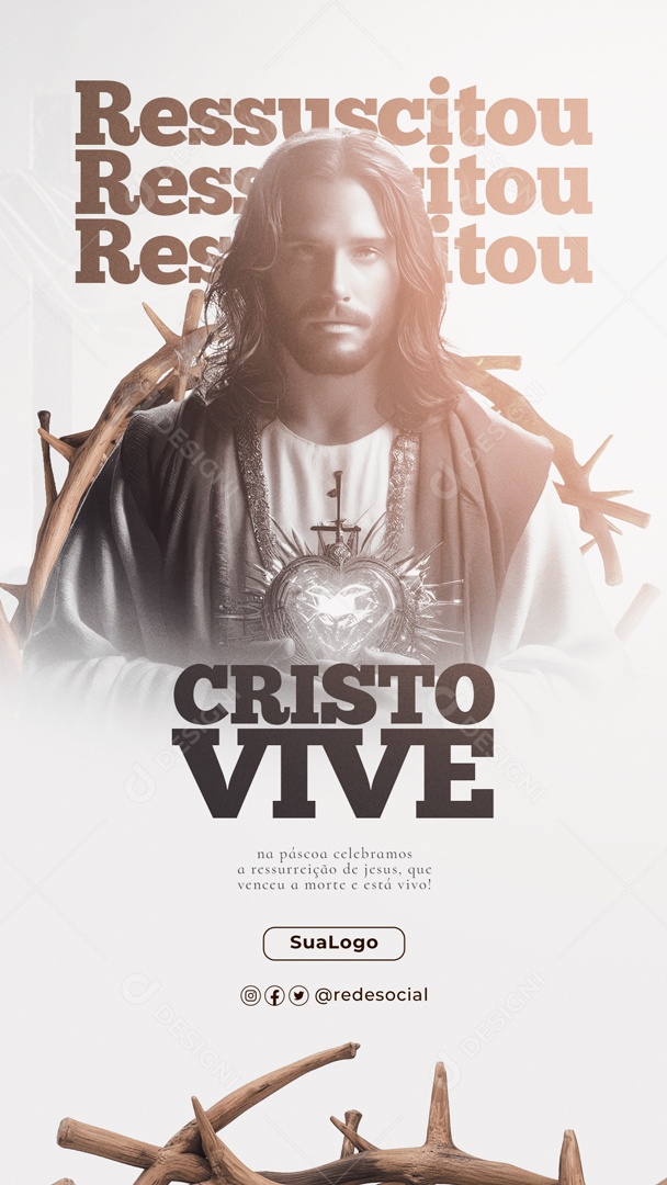 Story Páscoa 31 de Março Cristo Vive Social Media PSD Editável