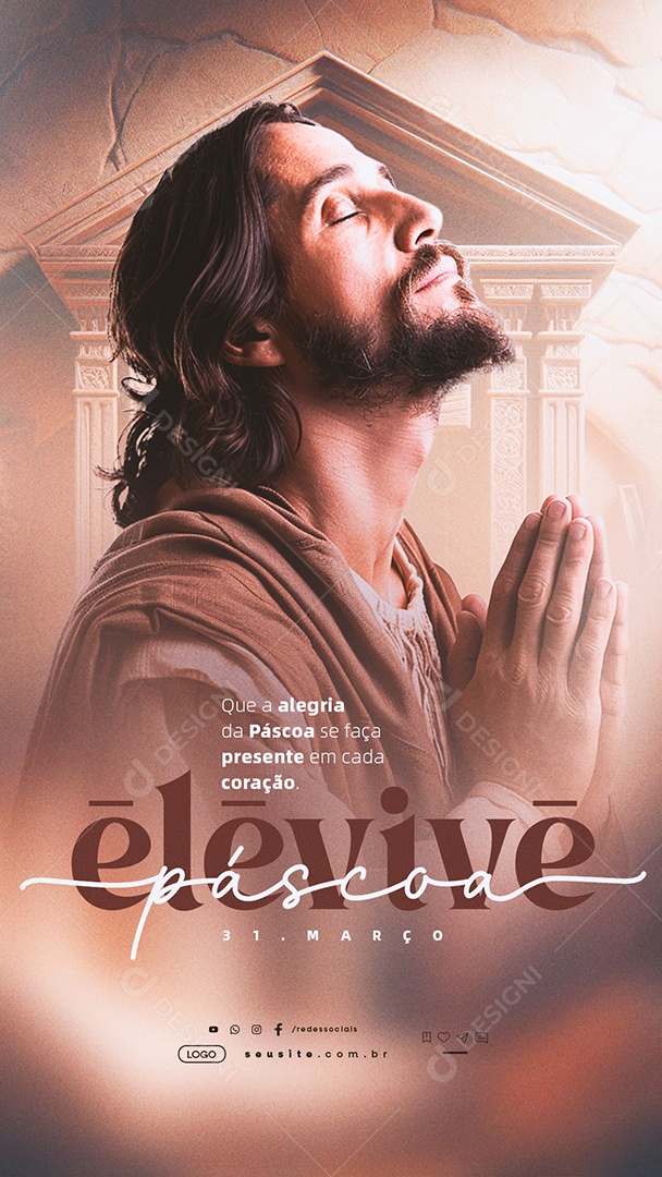 Story Feliz Páscoa 31 De Março Ele Vive Social Media PSD Editável