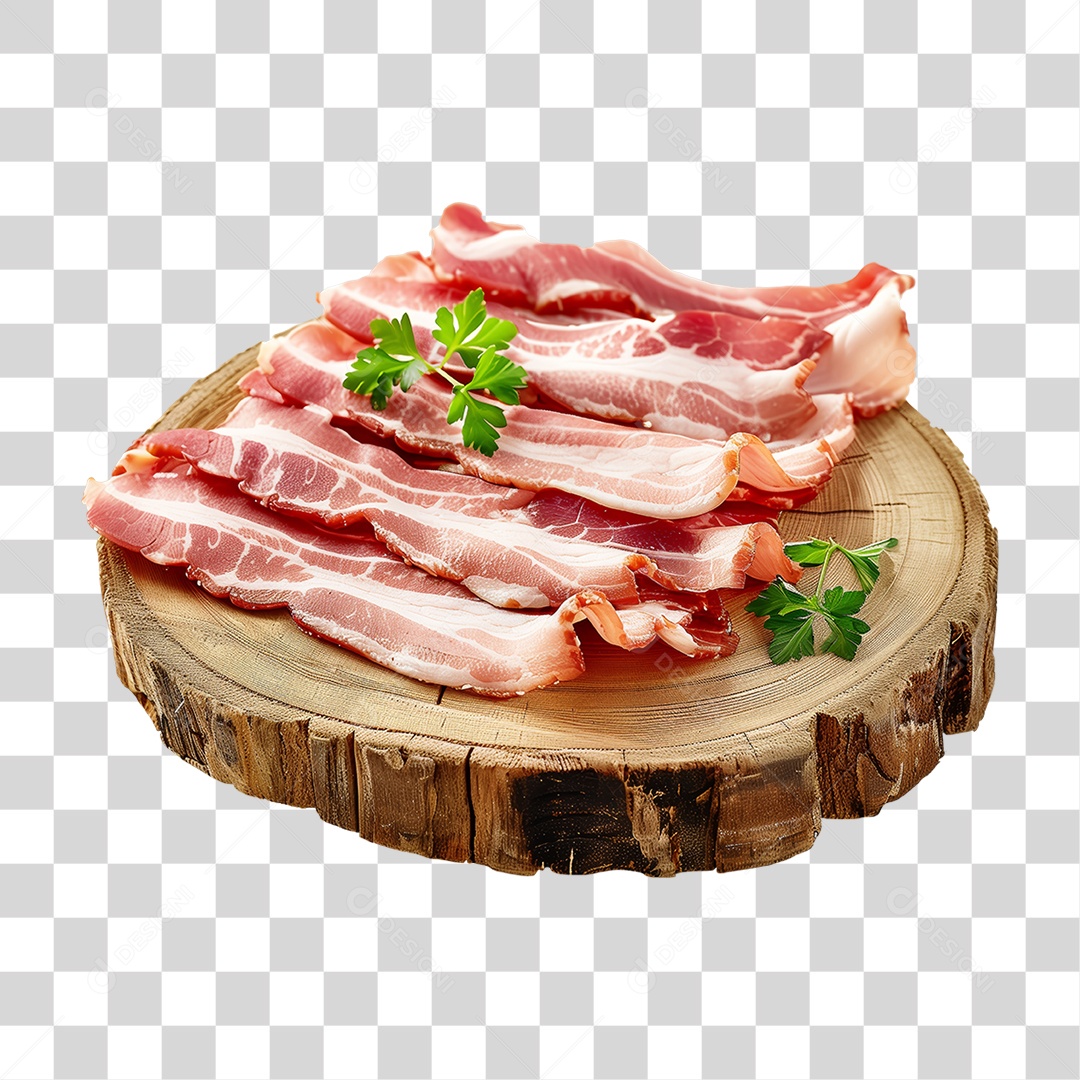 Bacon Slices on Wooden Board Transparent PNG