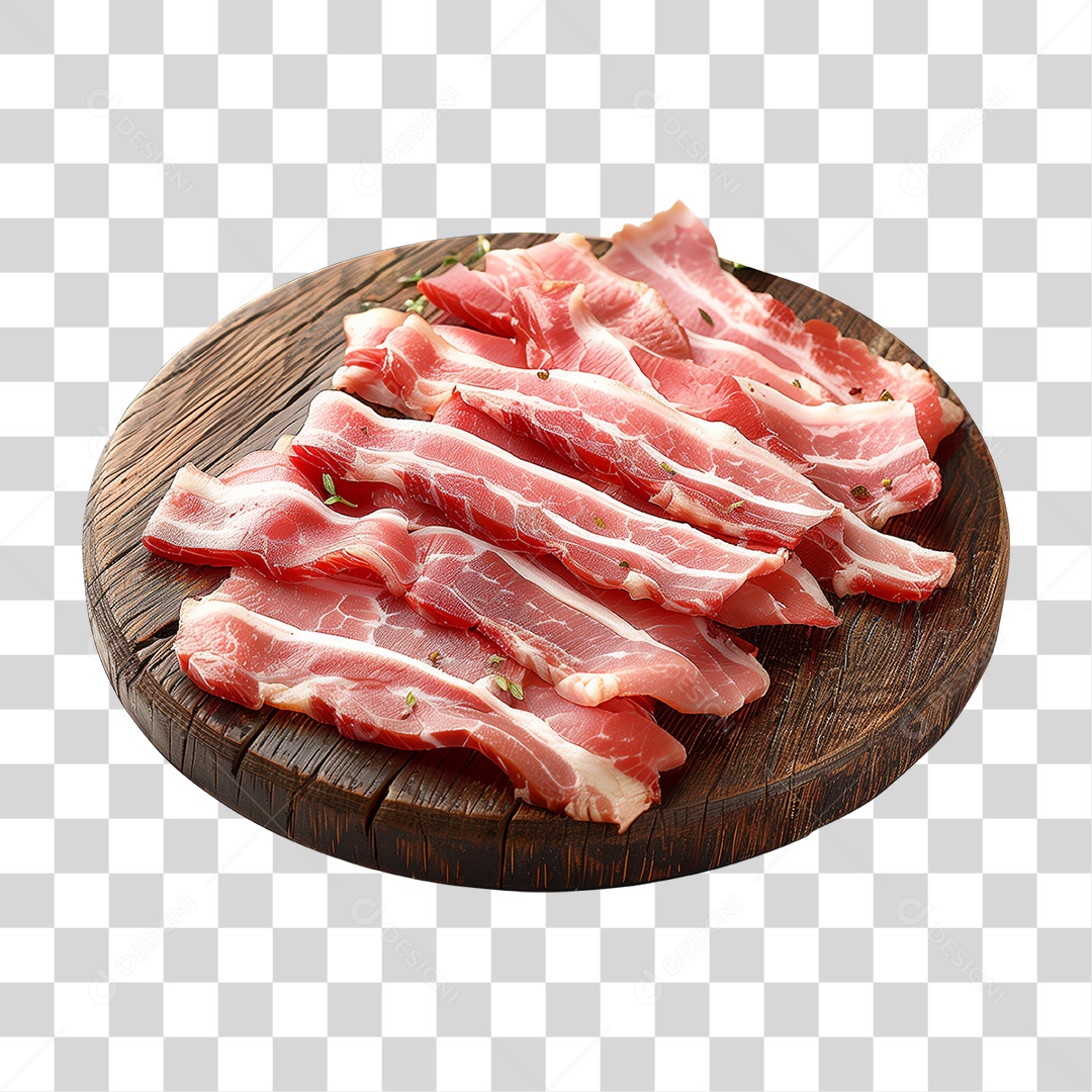 Bacon Slices on Wooden Board Transparent PNG