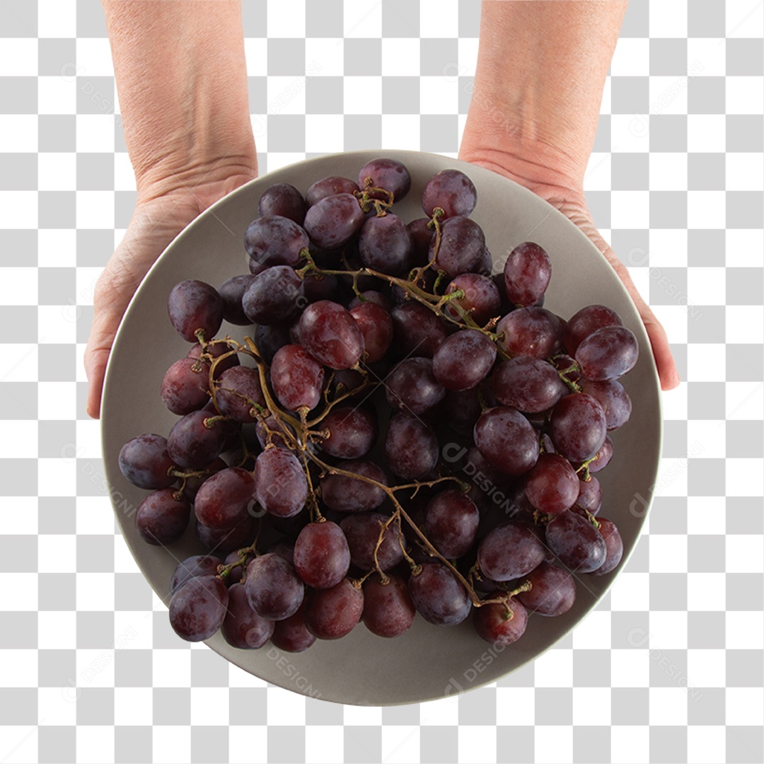 Prato com Uvas Sucos PNG Transparente
