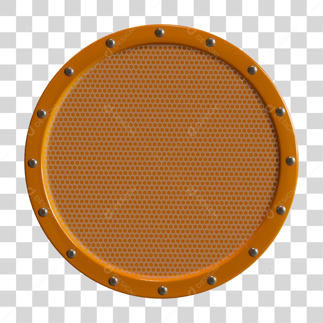 Elemento 3D Circulo de Grade Amarela PNG Transparente
