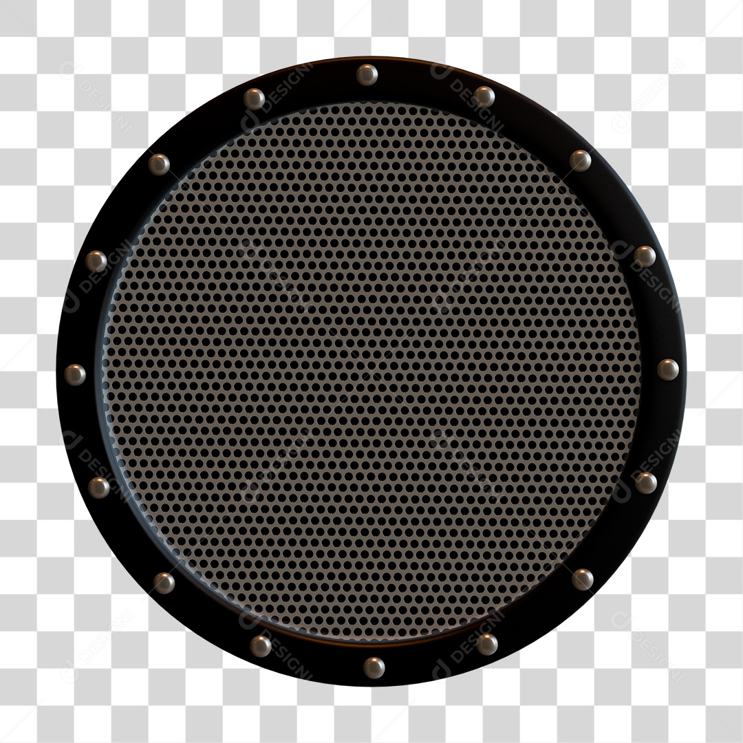 Elemento 3D Circulo de Grade Preta PNG Transparente