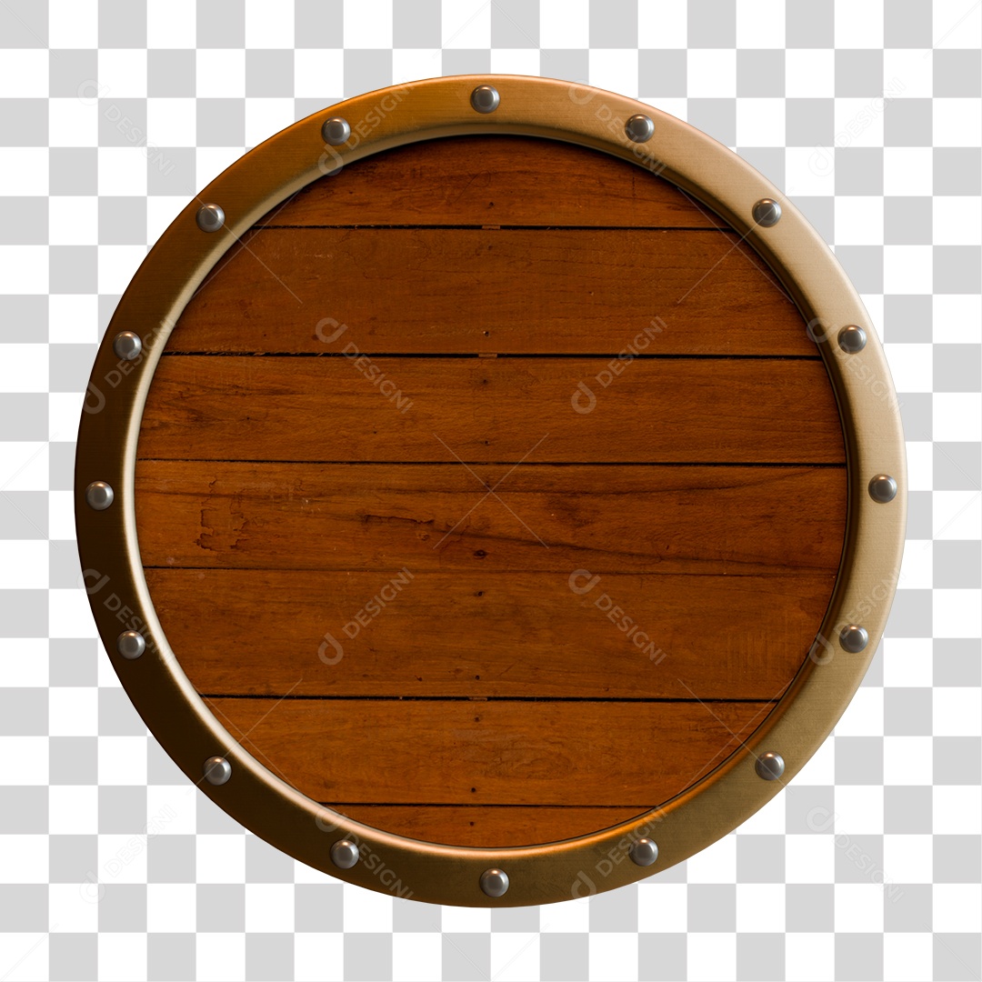 Elemento 3D Circulo de Madeira PNG Transparente