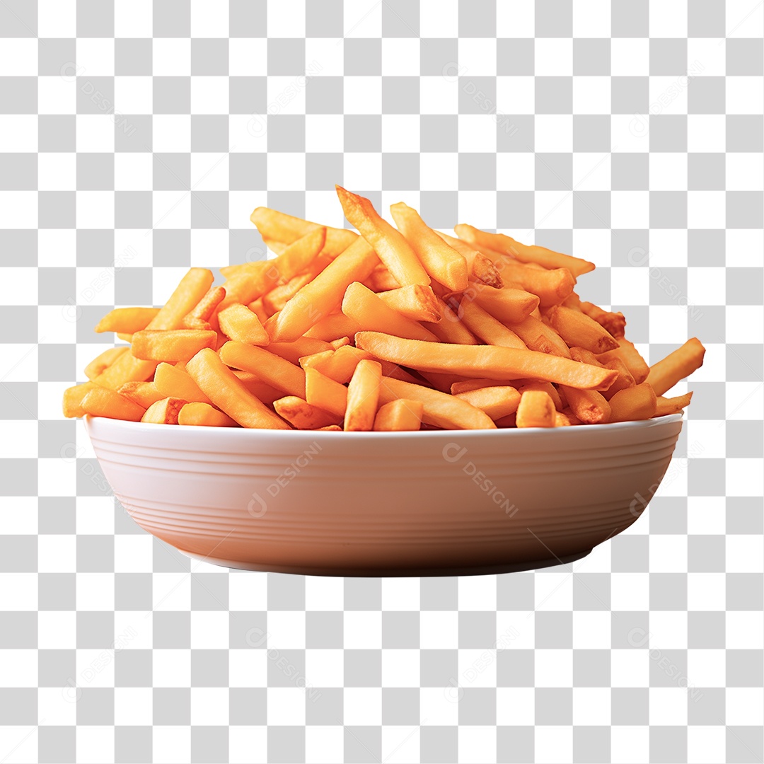 Prato com Batata Frita e Molho PNG Transparente