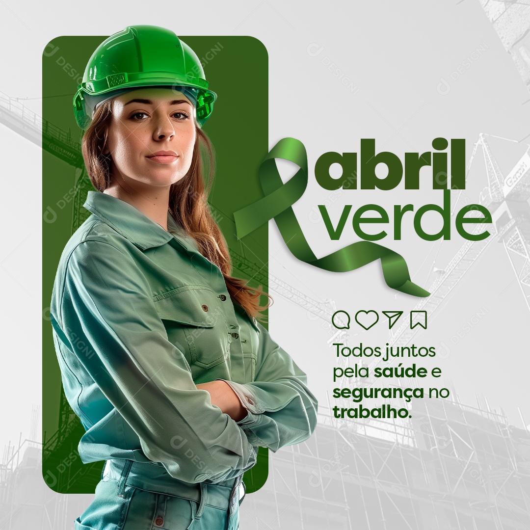 Abril Verde Saúde e Segurança no Trabalho Social Media PSD Editável