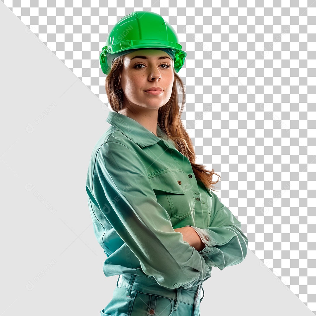 Mulher Usando Capacete Elemento 3D para Composição PSD