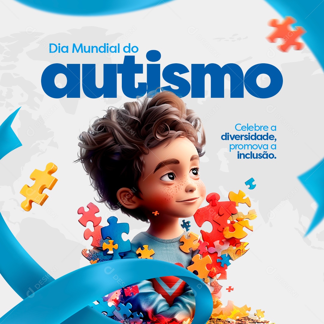 Dia Mundial do Autismo Celebre a Diversidade Promova a Inclusão Social Media PSD Editável