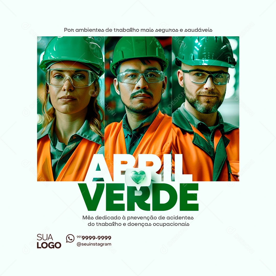 Green April Month Dedicated to Occupational Accident Prevention Social Media PSD Editable