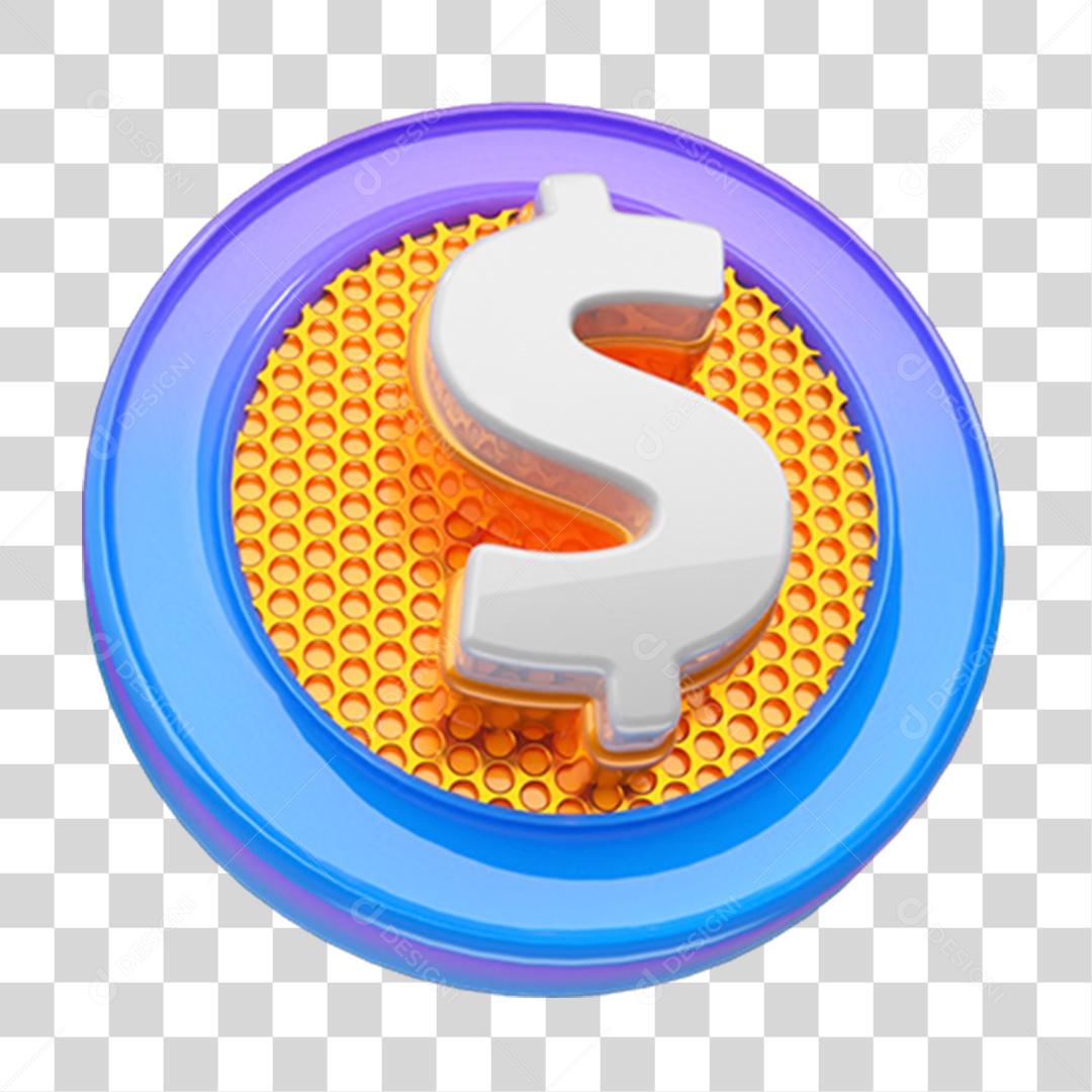 Elemento 3D Símbolo Cifrão PNG Transparente