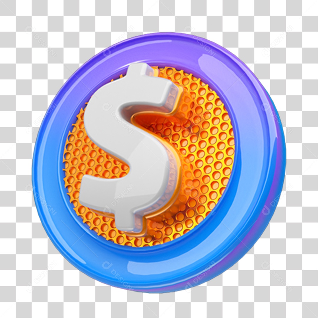 Elemento 3D Símbolo Cifrão PNG Transparente