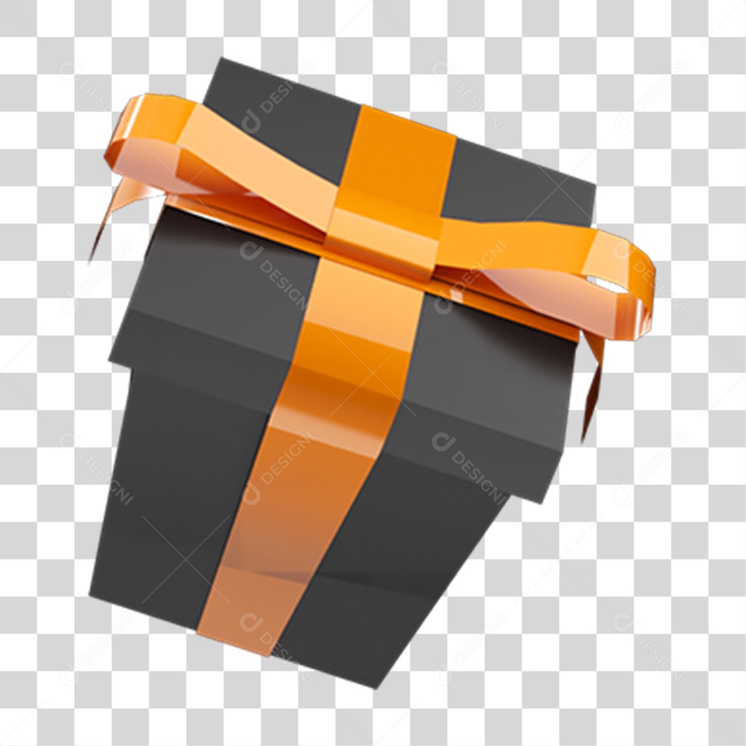 Elemento 3D Caixa de Presentes com Fita PNG Transparente