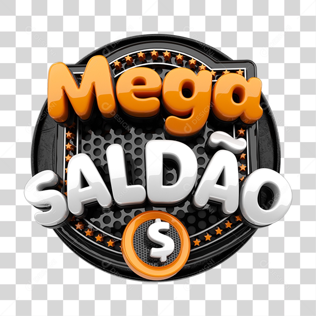 Selo 3D Mega Saldão PNG Transparente