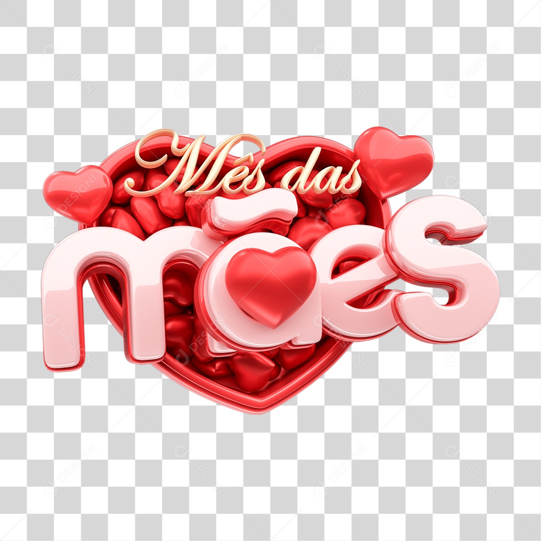 Selo 3D Mês das Mães para Composição PNG Transparente