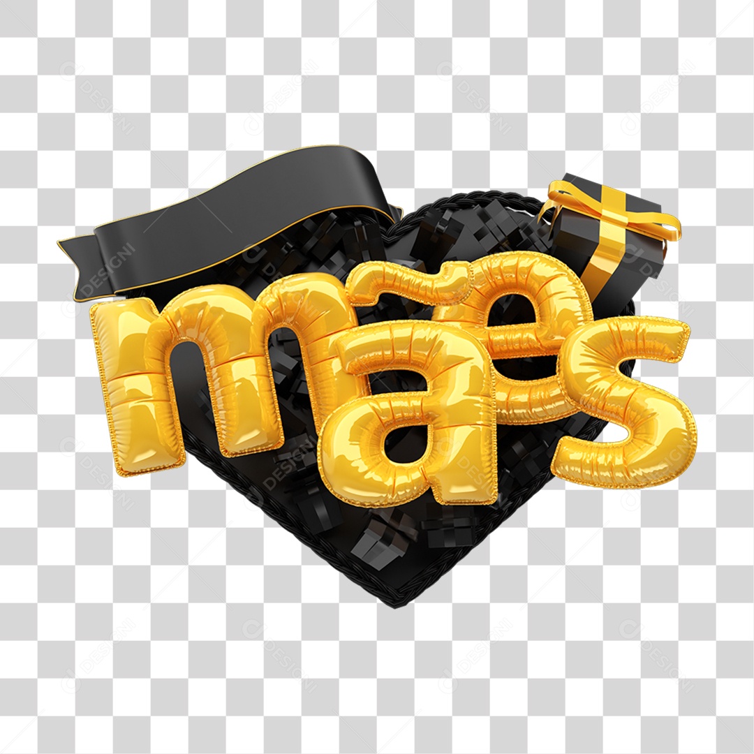 Selo 3D Mães para Composição PNG Transparente