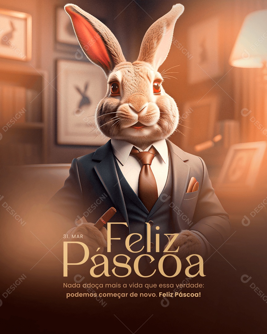 Feliz Páscoa 31 de Março Podemos Começar de novo Social Media PSD Editável