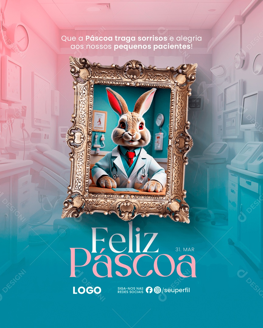 Páscoa 31 de Março Traga Sorrisos e Alegria Social Media PSD Editável