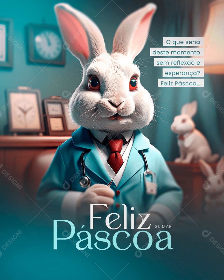 Feliz Páscoa 31 de Março o que Seria Deste Momento sem Reflexão e Esperança Social Media PSD Editável