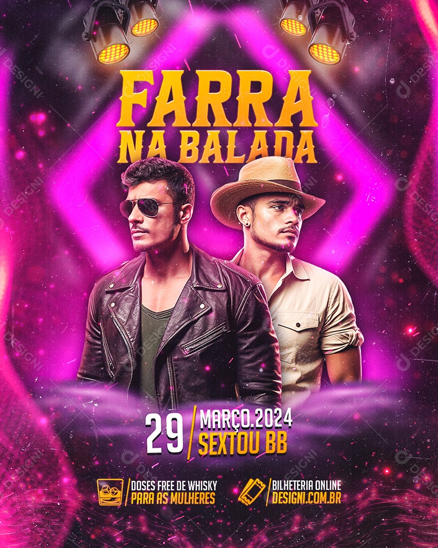 Flyer Farra na Balada Social Media PSD Editável