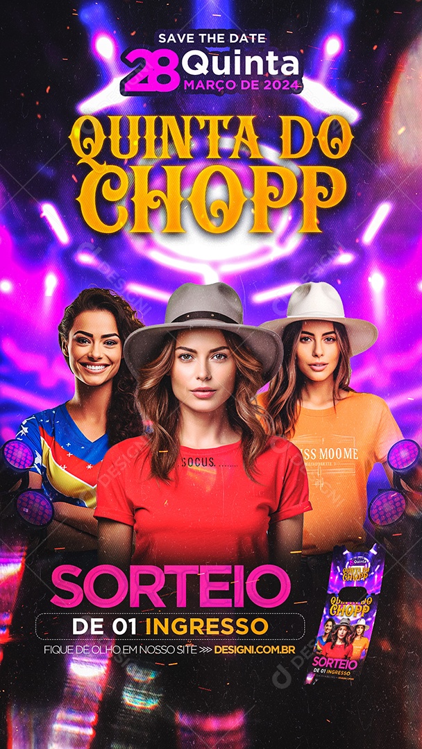 Story Flyer Quinta do Chopp Sorteio Ingresso Social Media PSD Editável