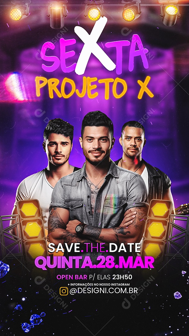 Story Flyer Sexta Projeto X Save The Date Social Media PSD Editável