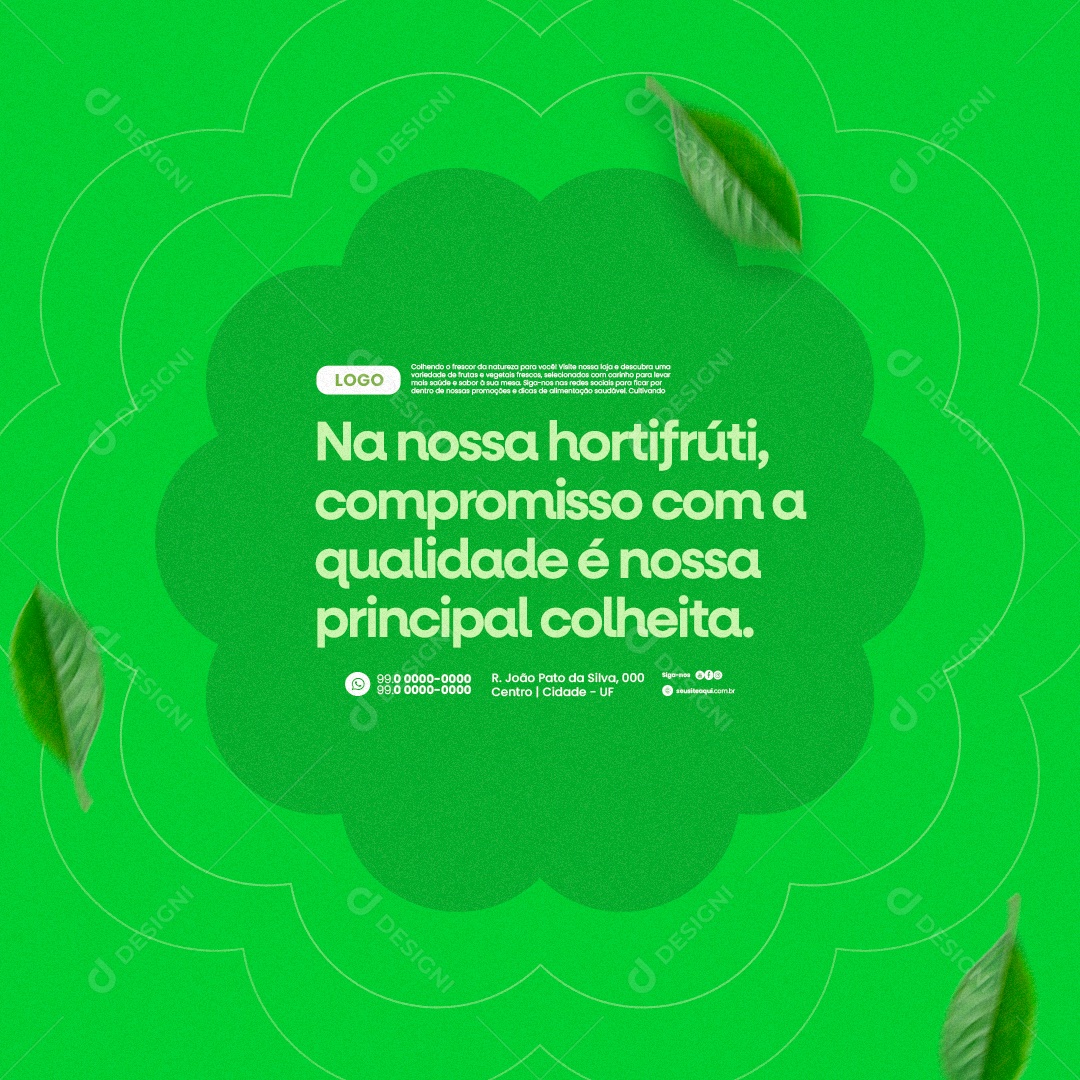 Hortifruti Supermercado Compromisso com a Qualidade Social Media PSD Editável