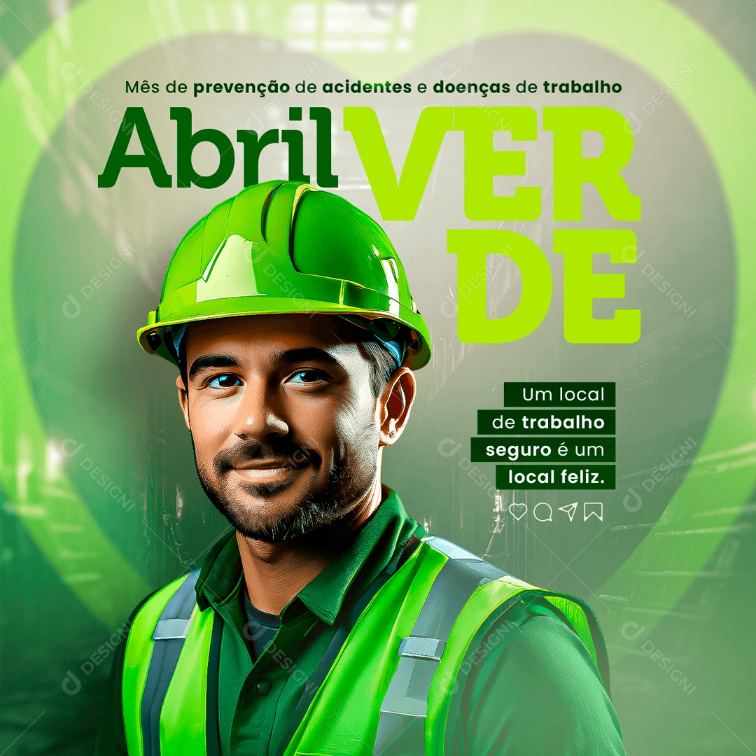 Feed Abril Verde um Local de Trabalho Seguro Social Media PSD Editável