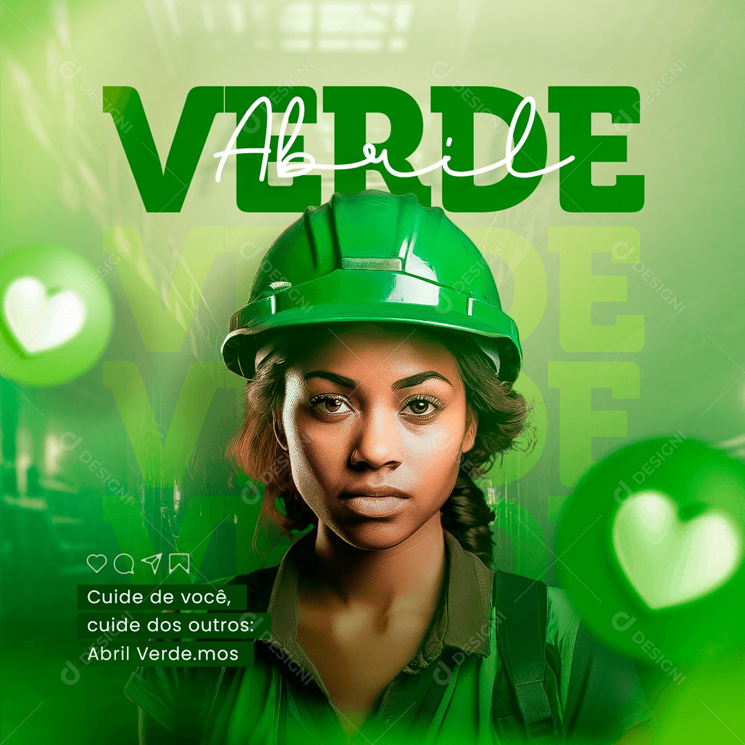 Feed Abril Verde Cuide de Você Social Media PSD Editável