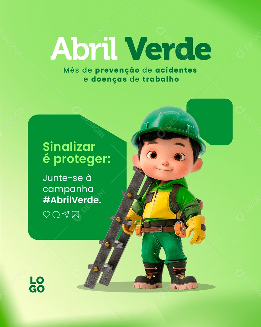 Abril Verde Sinalizar é Proteger Social Media PSD Editável