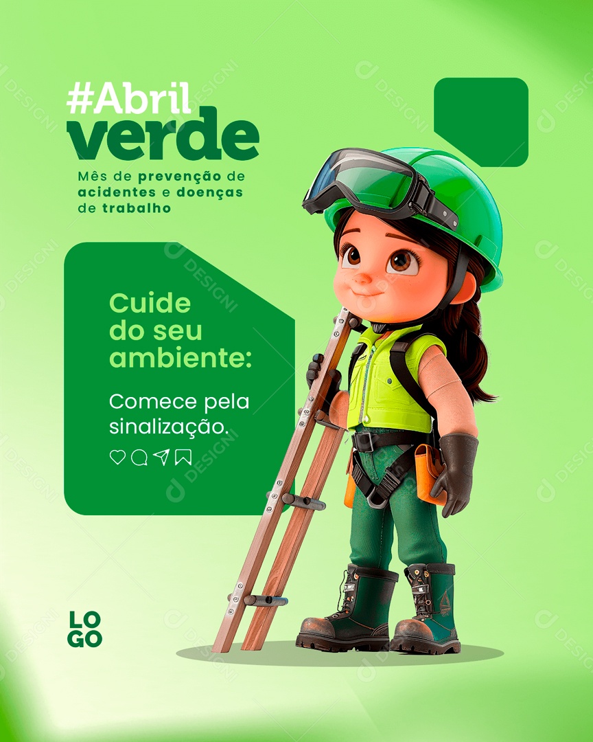 Abril Verde Cuide o seu Ambiente Social Media PSD Editável