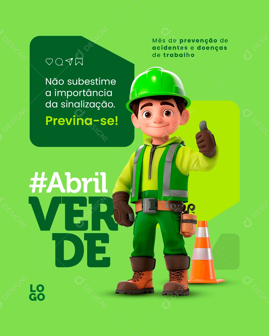 Abril Verde não Subestime a Importância da Sinalização Previna-se Social Media PSD Editável