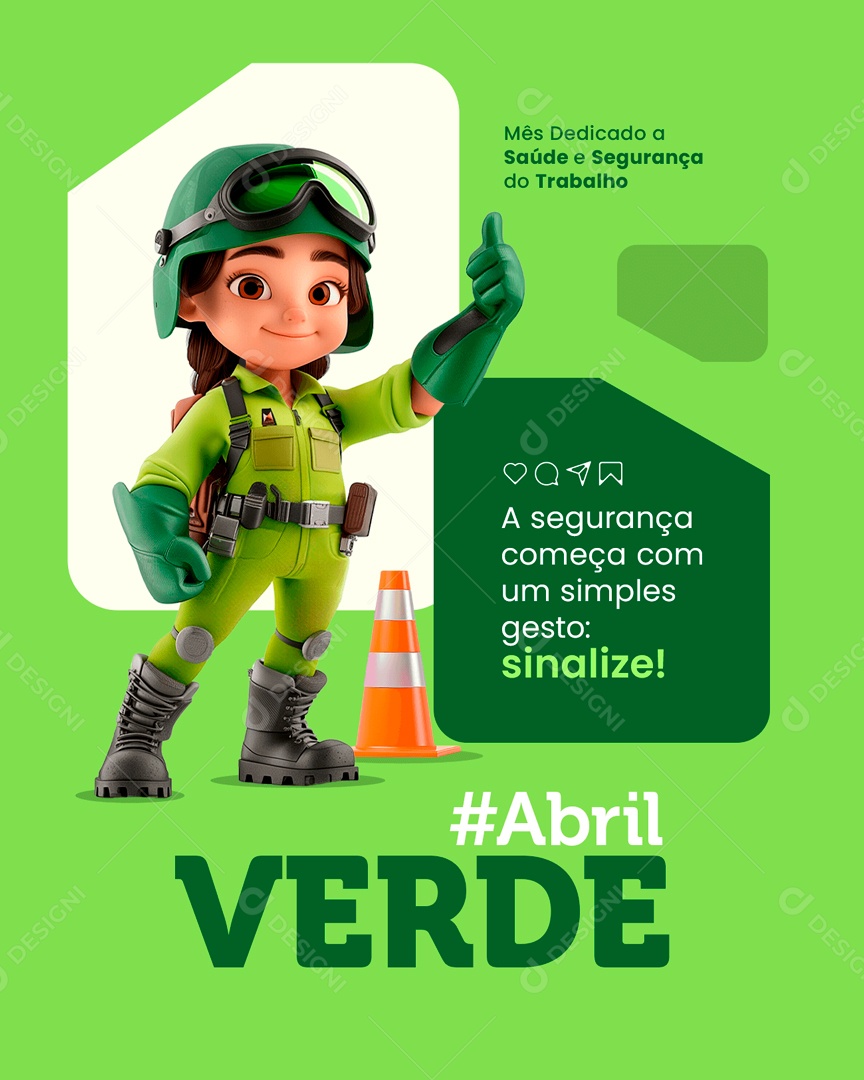 Abril Verde a Segurança Começa com um Simples Gesto Social Media PSD Editável