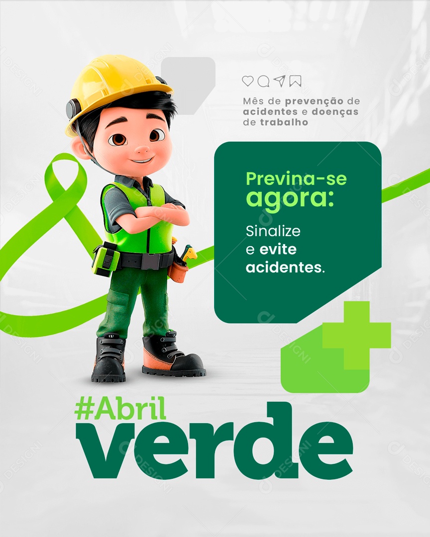 Abril Verde Sinalize e Evite Acidentes Social Media PSD Editável