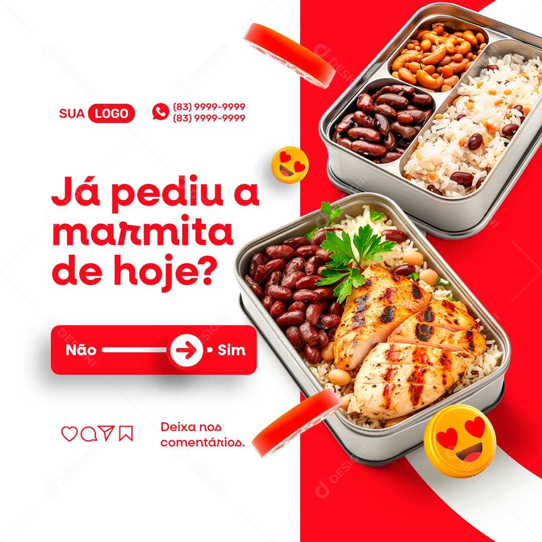 Marmitaria Já Pediu a Marmita de Hoje Social Media PSD Editável