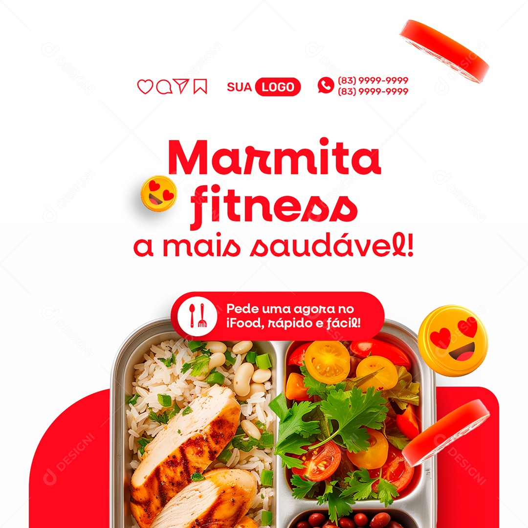Marmitaria Marmita Fitness a Mais Saudável Social Media PSD Editável