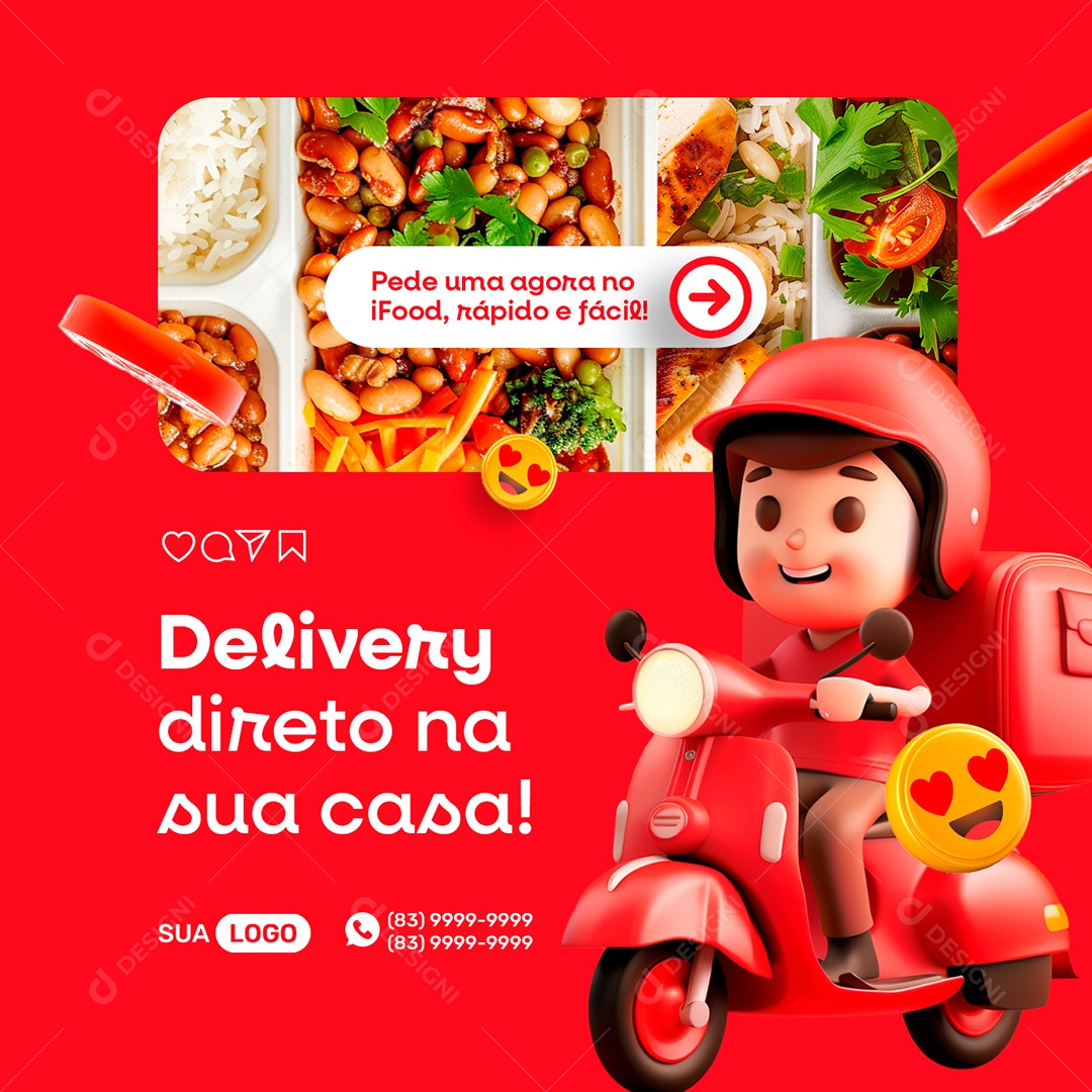 Marmitaria Delivery Direto na Sua Casa Social Media PSD Editável