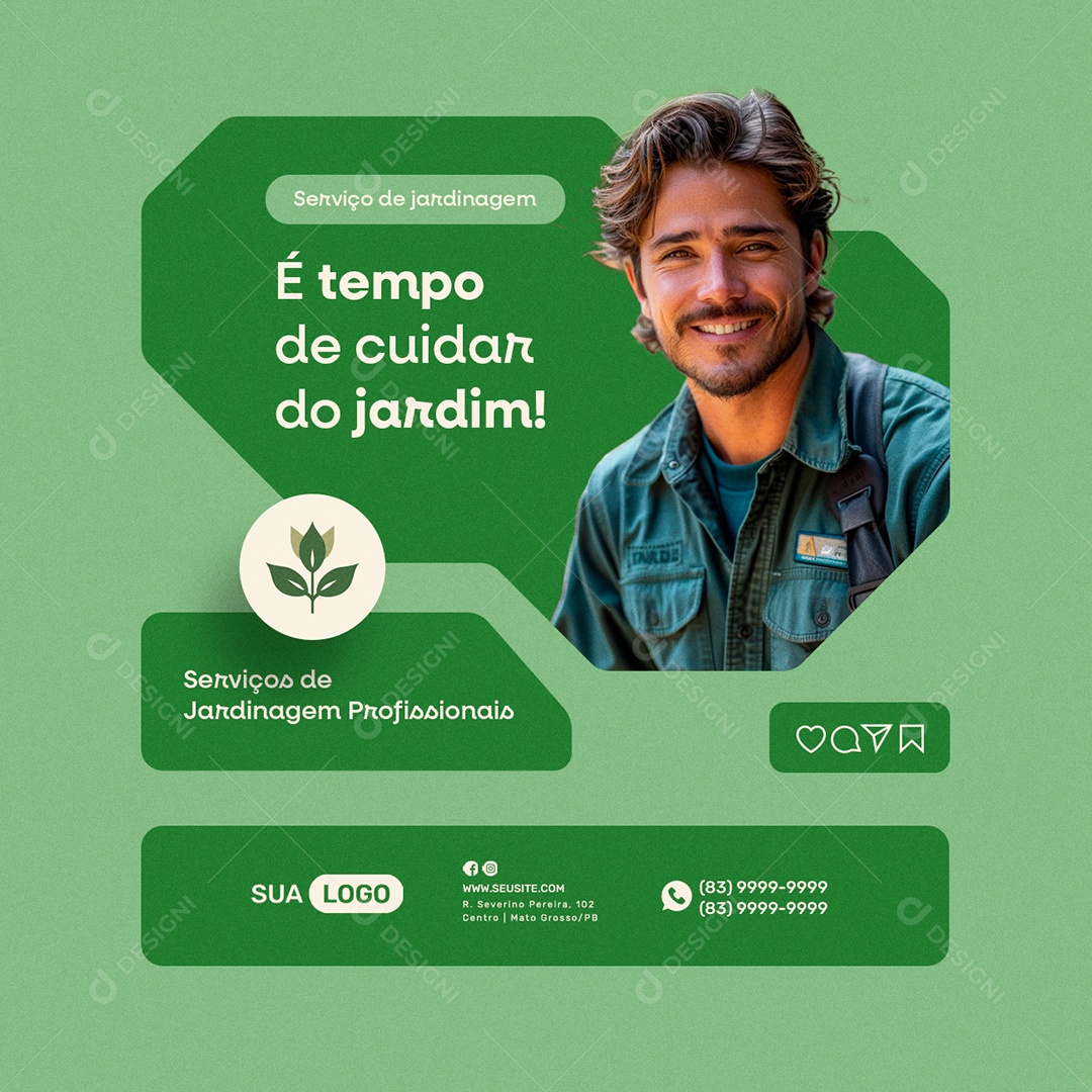 Jardinagem É Tempo de Cuidar do Jardim Social Media PSD Editável