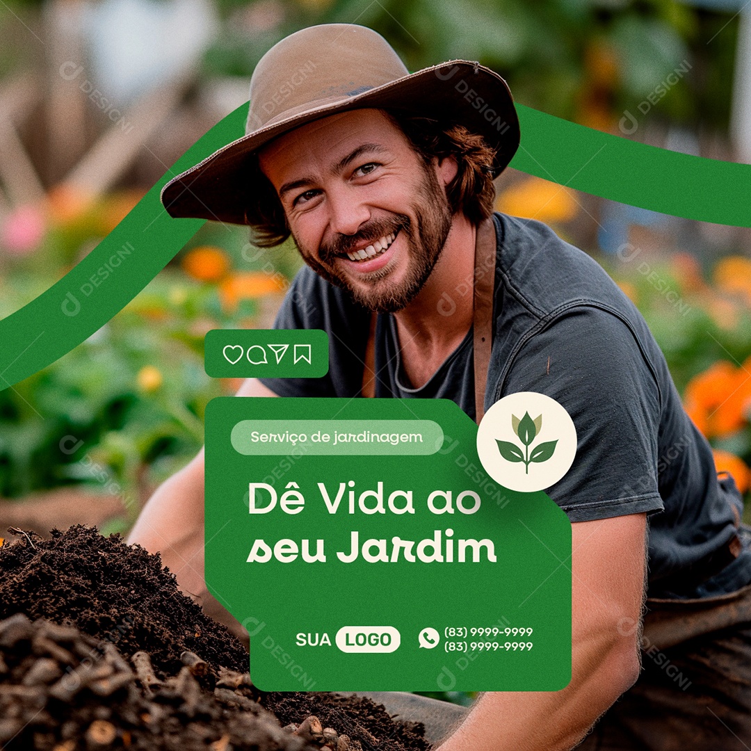 Jardinagem Dê Vida ao Seu Jardim Social Media PSD Editável
