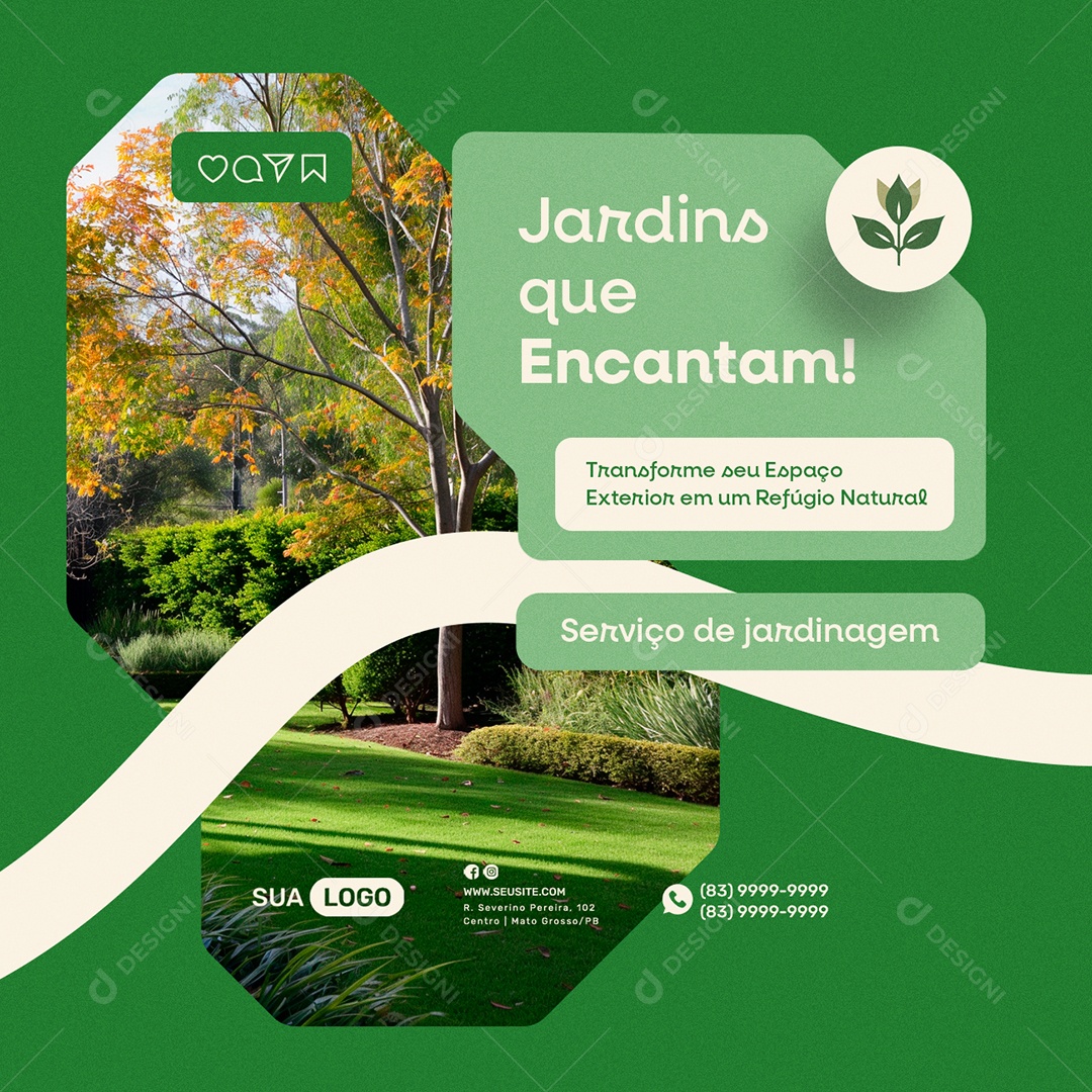 Jardinagem Jardins que Encantam Social Media PSD Editável