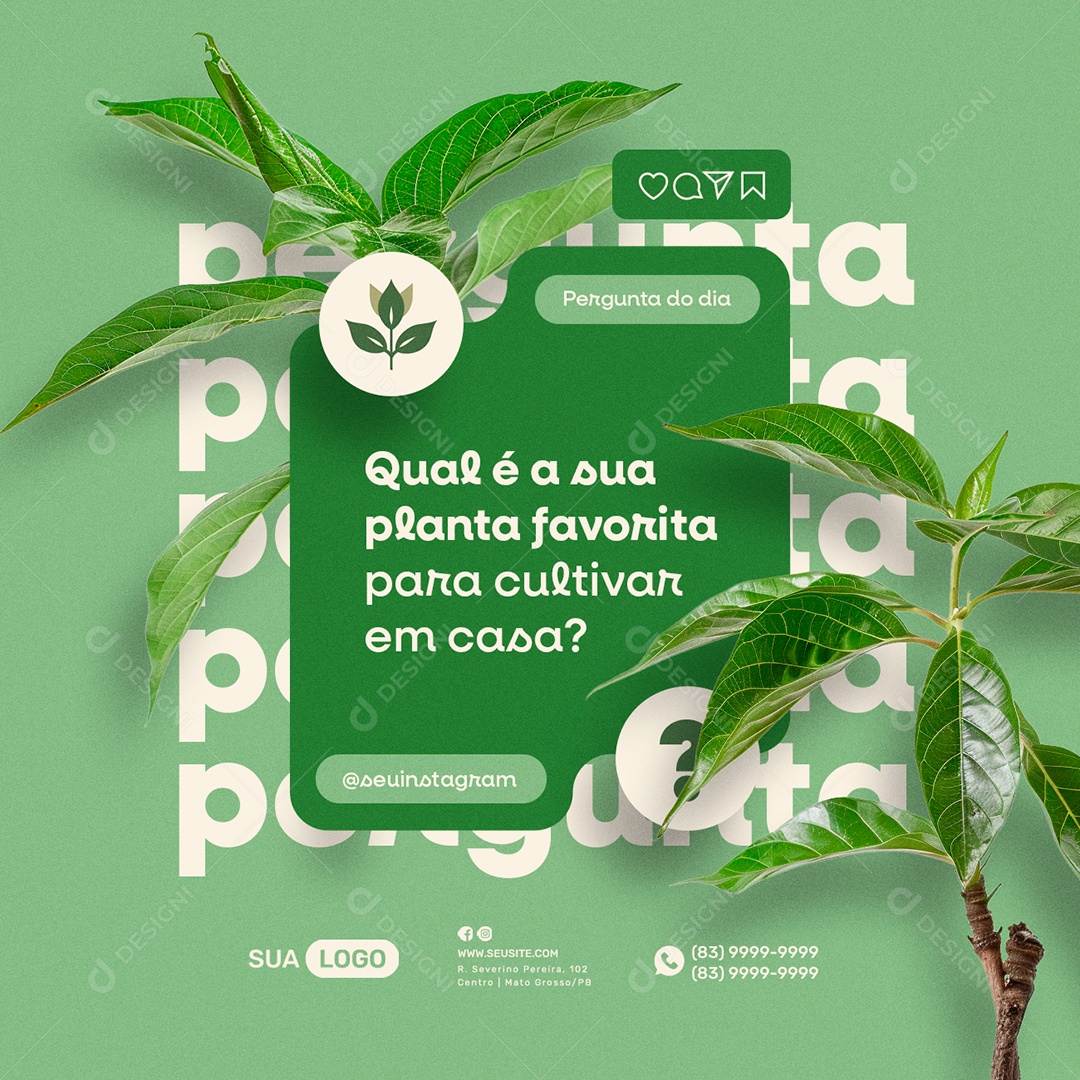 Jardinagem Qual é a Sua Planta Favorita para Cultivar em Casa Social Media PSD Editável