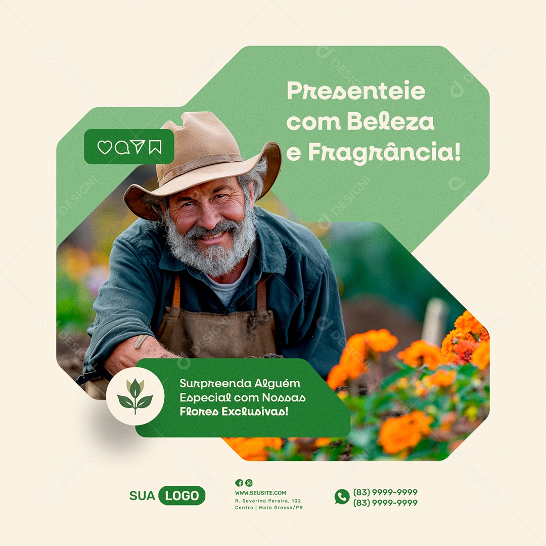 Jardinagem Presenteie com Beleza e Fragrância Social Media PSD Editável