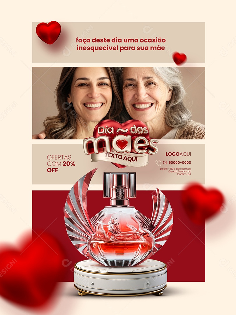 Dia das Mães Perfumaria Encarte Ofertas com 20% Off Social Media PSD Editável