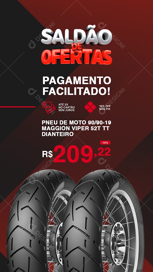 Story Loja de Pneus Saldão de Ofertas Pneu de Moto Social Media PSD Editável