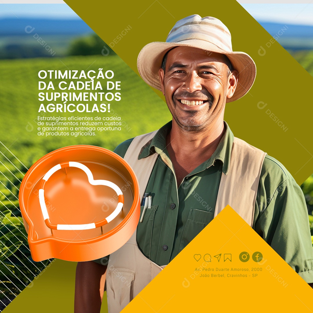 Agro Otimização da Cadeia de Suprimentos Agrícolas Social Media PSD Editável